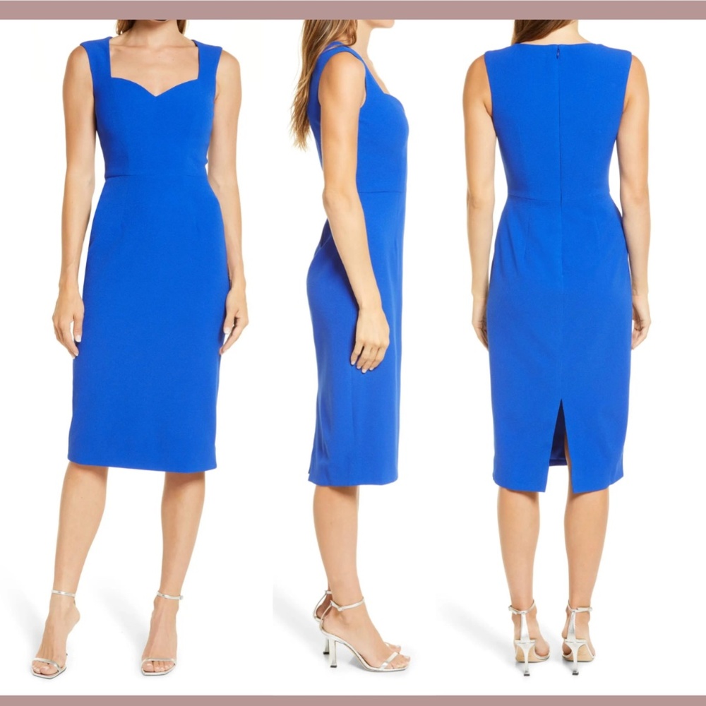 NEW $168‎ Dress the Population [ MEDIUM ] Elle Sheath Dress Electric Blue